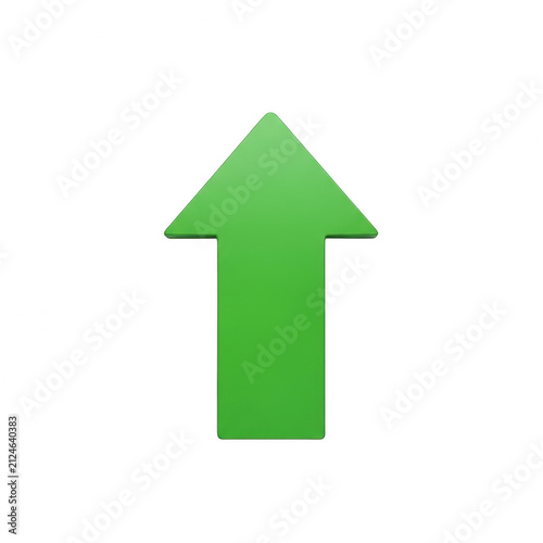 Simple green arrow pointing up isolated on transparent background