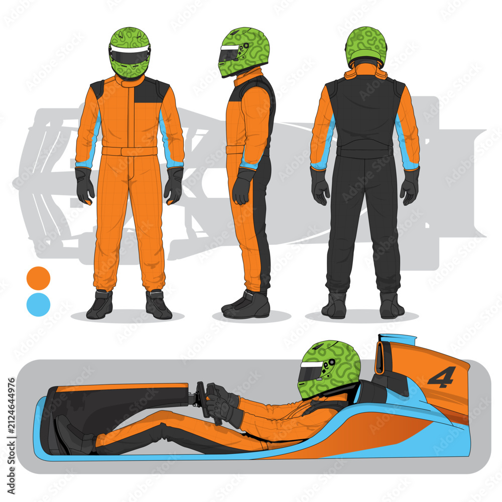 Naklejka premium Racing Suit and Go-Kart Livery Template