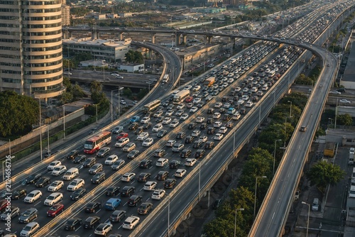 a traffic jam on a highway