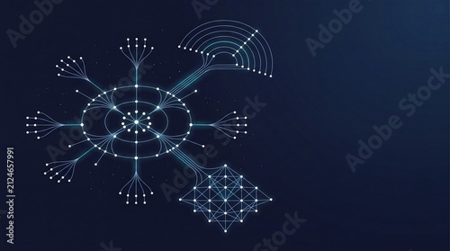 Konstfotografi Abstract network structure with glowing nodes