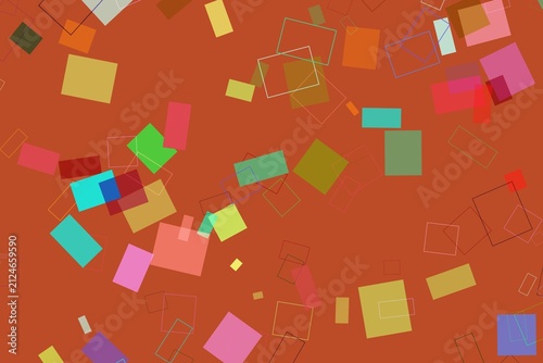 Obraz na plátně Colorful squares and rectangles on a red background