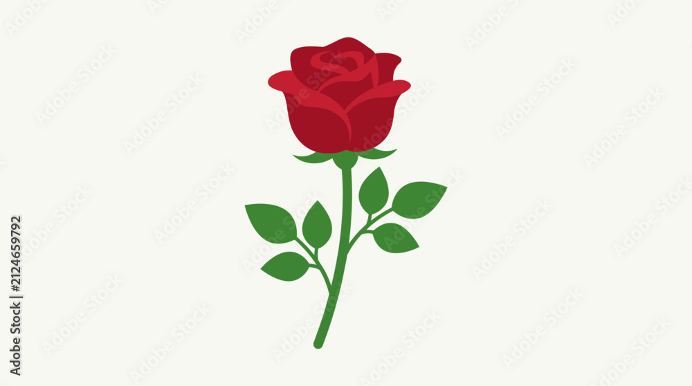 Obraz premium Rose Flower Simple Flat Vector Illustration