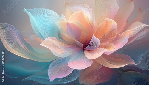 Abstract Ethereal Flower In Pastel Hues
