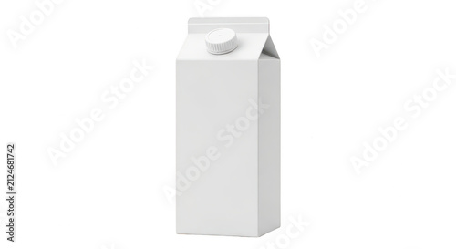 Blank white milk carton package with a plastic cap isolated on transparent background