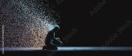 A figure in darkness, symbolizing introspection.