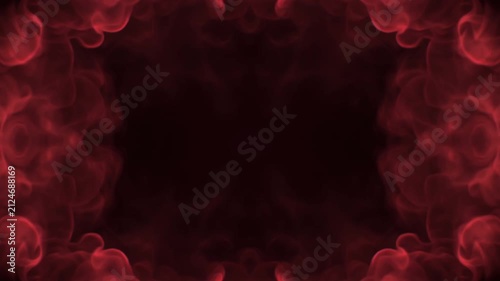 Abstract Symmetrical Red Smoke Frame on Black Background