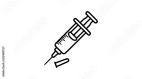 Foto Medical Syringe and Hypodermic Needle Linear Vector Icon Featuring Measurement G