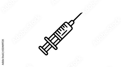 Bild auf Leinwand Medical Syringe and Hypodermic Needle Linear Vector Icon Featuring Measurement G