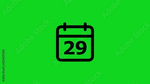 Black calendar showing the number twenty nine on a bright green background for digital scheduling and time management concepts and planning