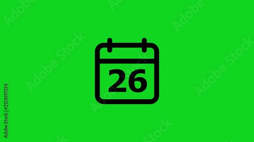Black calendar showing the number twenty six on a bright green background for digital scheduling and time management concepts and planning