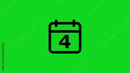 Simple black calendar showing the number four on a bright green background for digital scheduling and time management interface