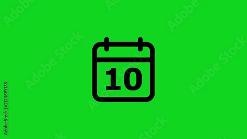 Black calendar showing the number ten centered on a vibrant solid green background for digital scheduling and time management applications