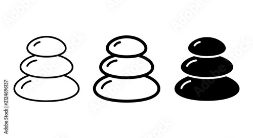 Photography Zen Stacked Stones Vector Icons, Balance and Harmony Symbols, Spa and Wellness C
