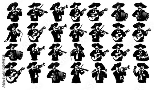 Konstfotografi Cinco de Mayo Mariachi Musicians Mexican Celebration Vector Illustration