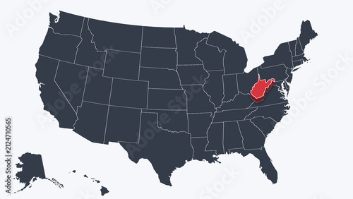 West Virginia Raised 3D US Election Map Neutral Teal Amber, White