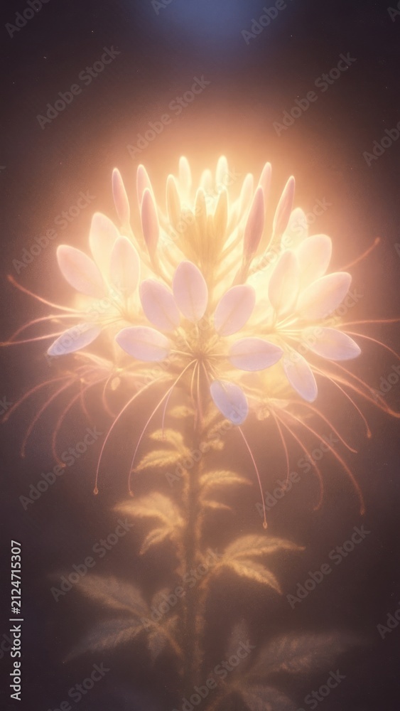 Obraz premium A luminous flower glowing softly in a mystical light mobile wallpaper