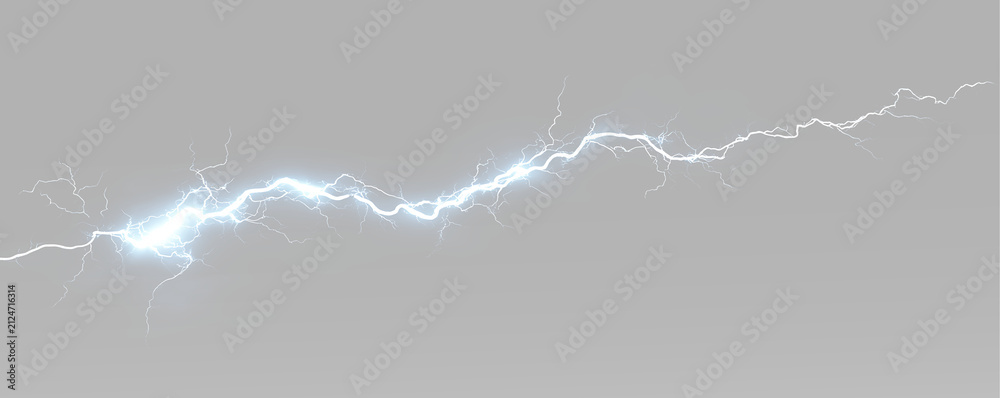 Fototapeta premium Lightning strike effect with electric plasma glow for dramatic storm electricity and power design