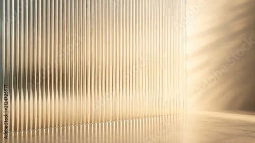 Luxury Fluted Glass Refraction Background With Soft Beige Gradient, 4K