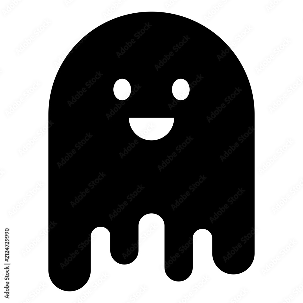 Obraz premium Logo Halloween. Icono con dibujo sencillo de la silueta de un fantasma simpático de frente