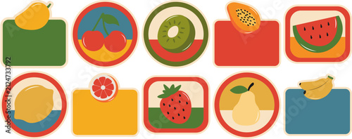 Retro Illustrative Fruit Sticker
