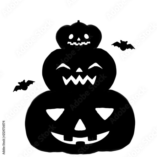 Foto 積み上がったハロウィーンのカボチャのモノクロイラスト