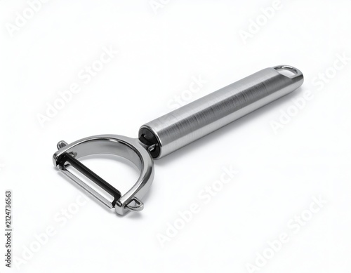 Modern metal swivel vegetable peeler.