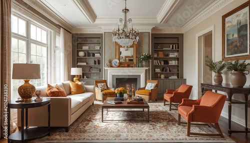 living room with fireplace