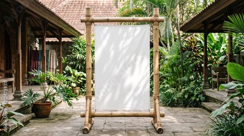 rustic bamboo frame canvas banner front view