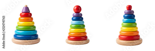 high quality set of the  rainbow stacker tower  isolated on withe background PNG photo stock''