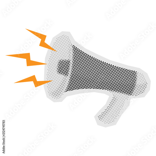Megaphone Halftone Paper Cut Out