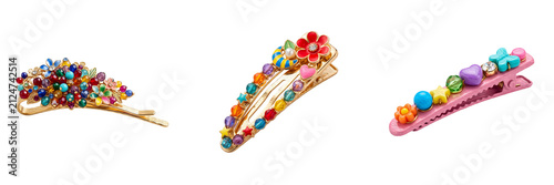 set of the Goods Rainbow Suds barrette isolated on withe background PNG photo stock''