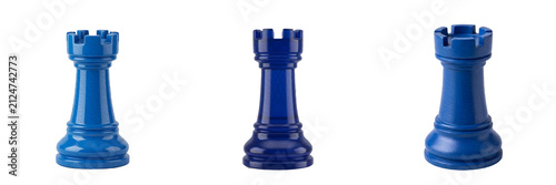 set of the premium high quality ( blue chess rooks) isolated on withe background PNG photo stock''