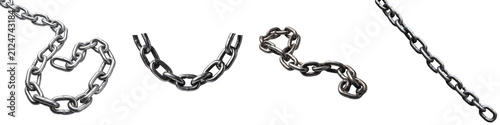 bast quality set of the four ( curled iron chain broken in half) on withe background PNG photo stock''
