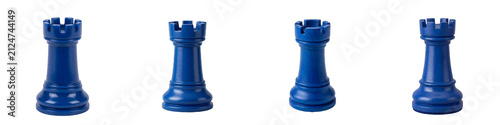 set of the four ( blue chess rooks) isolated on withe background PNG photo high resolution''