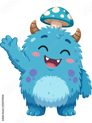 Blue Furry Mushroom Monster