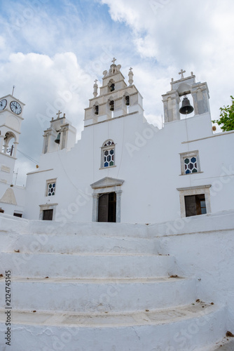 Photography Charming Filoti village in Naxos, Greece with pristine white architecture and se