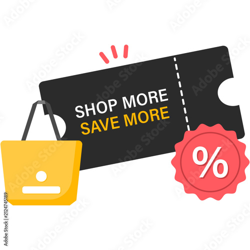 Shop More Save More Ticket with Shopping Bag
