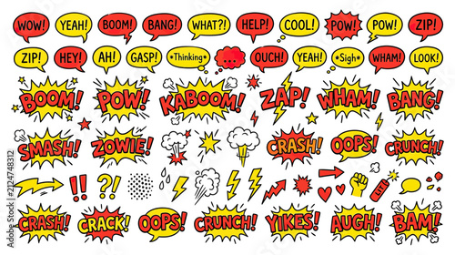 Foto Comic Book Sound Effects and Speech Bubbles Collection