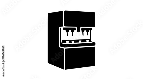 Black silhouette of a soda dispenser machine isolated on white background