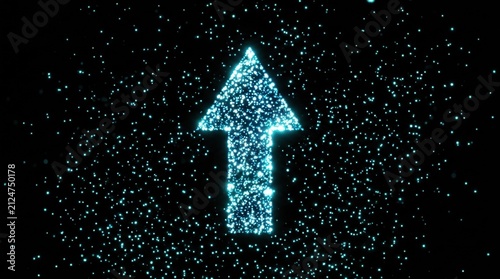 Close-up blue arrow pointing upwards black Uses rapid testing, data insights, and iteration to optimize campaigns