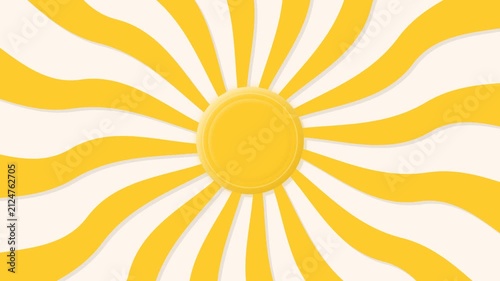 Yellow Sun Burst Illustration with Wavy Radiating Rays