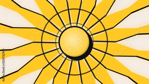 Yellow comic book sunburst background with radial rays
