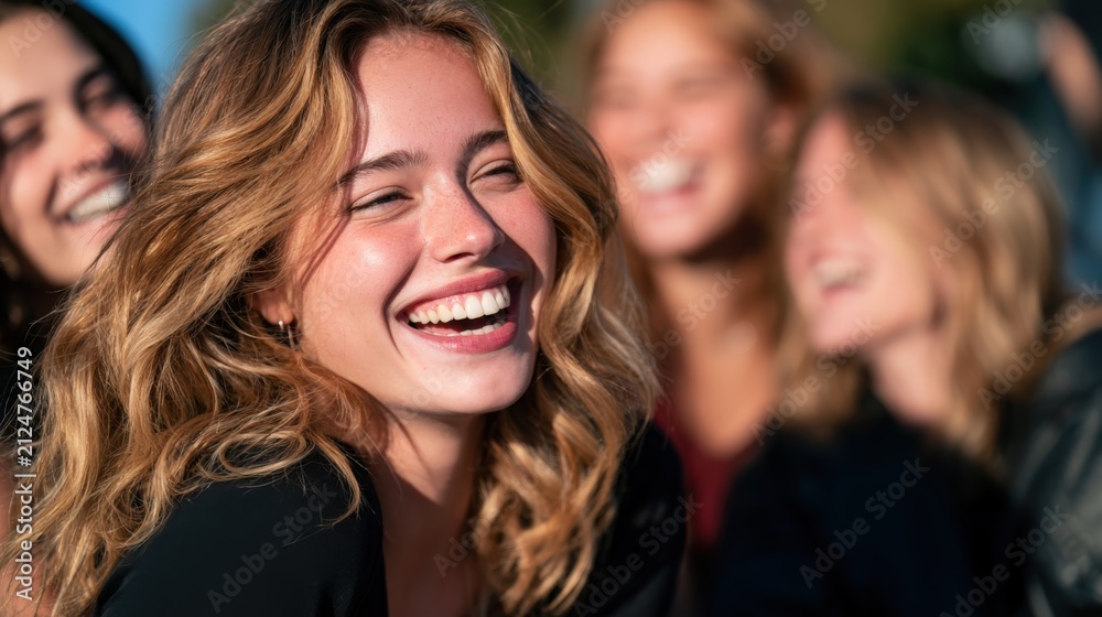 Fototapeta premium Sunlit smile radiates joy and warmth
