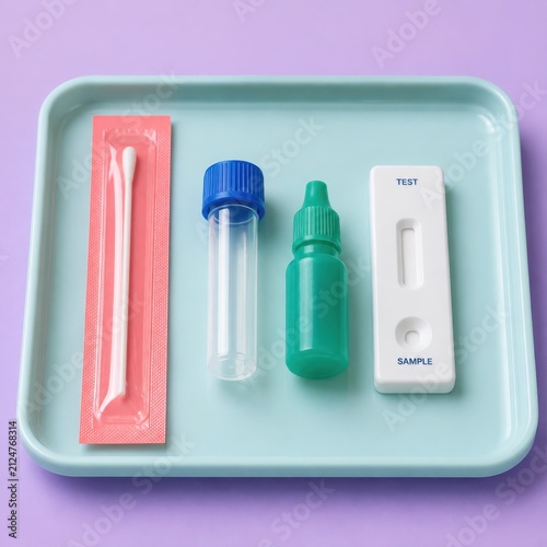 Rapid Diagnostic Test Kit Components on Medical Tray