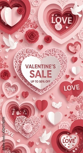Layered Hearts in Bloom: A Valentine's Dream