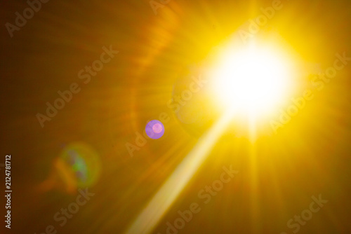 Sun flare on the black background