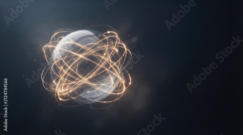 Floating Glass Globe with Bright Trajectories