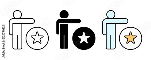 Fotografie User with star icon, representing customer rating, feedback, or favorite user in different styles