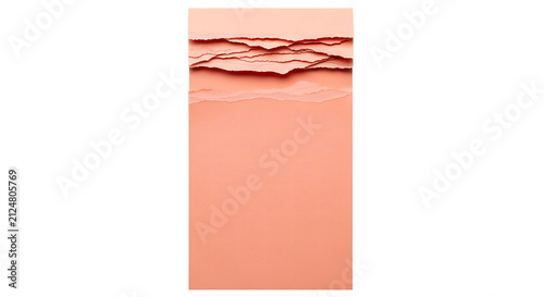 A vertically oriented rectangular piece of peach-colored paper with layered, torn edges and a soft gradient background, presented in PNG format