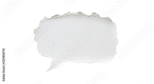 A textured, torn white speech bubble PNG on pure white background